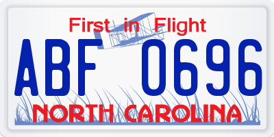 NC license plate ABF0696