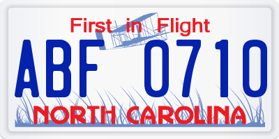NC license plate ABF0710