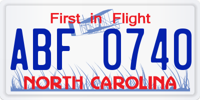NC license plate ABF0740