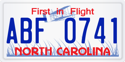 NC license plate ABF0741