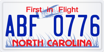 NC license plate ABF0776