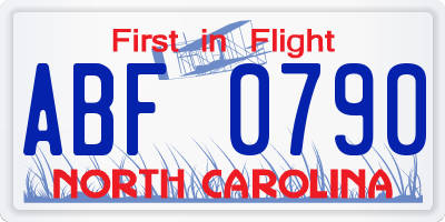 NC license plate ABF0790