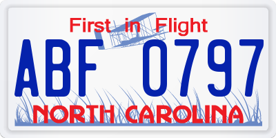 NC license plate ABF0797