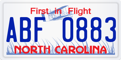 NC license plate ABF0883