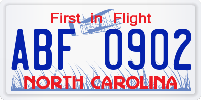 NC license plate ABF0902