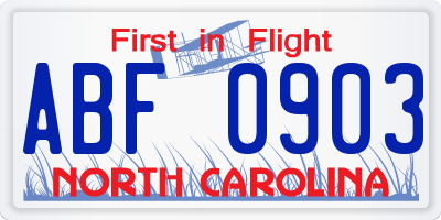 NC license plate ABF0903