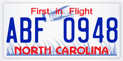 NC license plate ABF0948