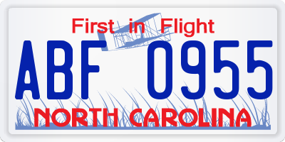 NC license plate ABF0955