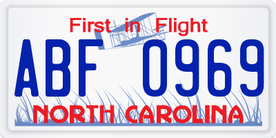 NC license plate ABF0969