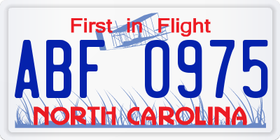 NC license plate ABF0975