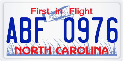 NC license plate ABF0976