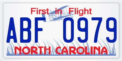 NC license plate ABF0979