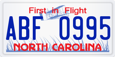 NC license plate ABF0995