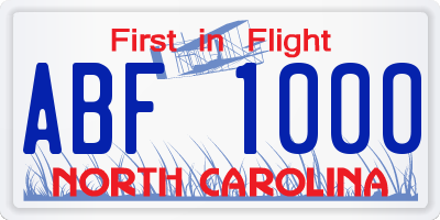NC license plate ABF1000