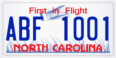NC license plate ABF1001