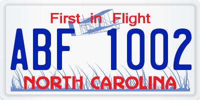 NC license plate ABF1002