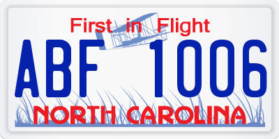 NC license plate ABF1006