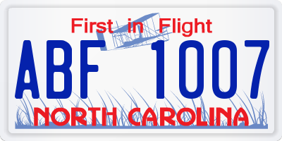 NC license plate ABF1007