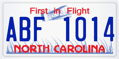 NC license plate ABF1014