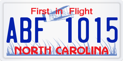 NC license plate ABF1015