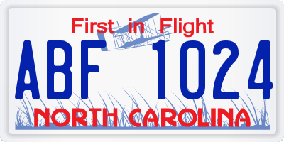 NC license plate ABF1024