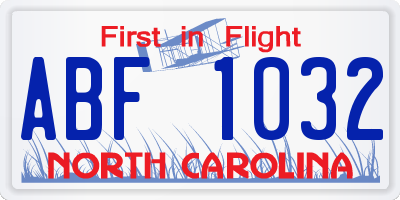NC license plate ABF1032