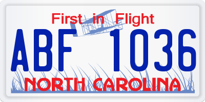 NC license plate ABF1036