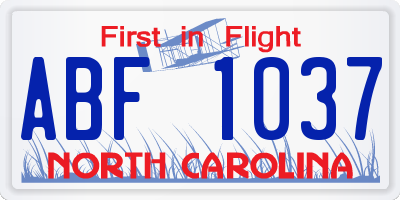 NC license plate ABF1037