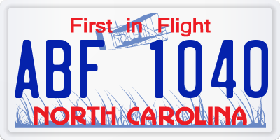 NC license plate ABF1040