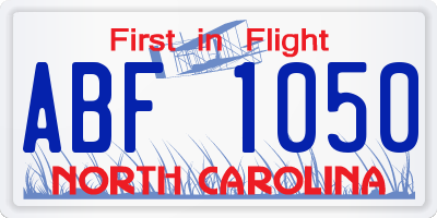 NC license plate ABF1050