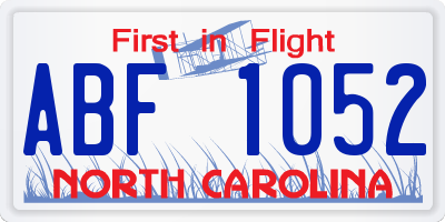 NC license plate ABF1052