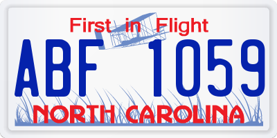 NC license plate ABF1059