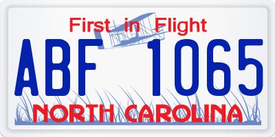 NC license plate ABF1065