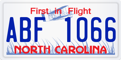 NC license plate ABF1066