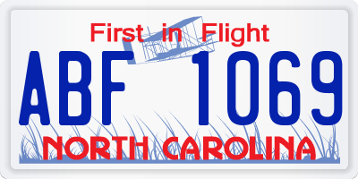 NC license plate ABF1069
