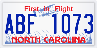 NC license plate ABF1073