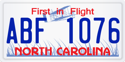 NC license plate ABF1076