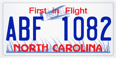 NC license plate ABF1082