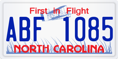 NC license plate ABF1085