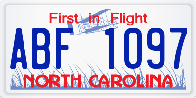 NC license plate ABF1097