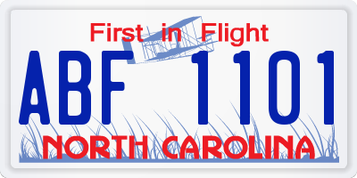 NC license plate ABF1101