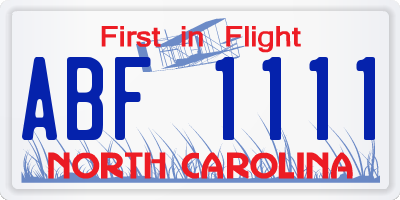 NC license plate ABF1111