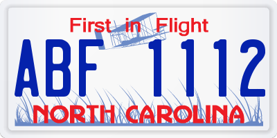 NC license plate ABF1112