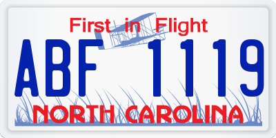 NC license plate ABF1119