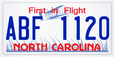 NC license plate ABF1120