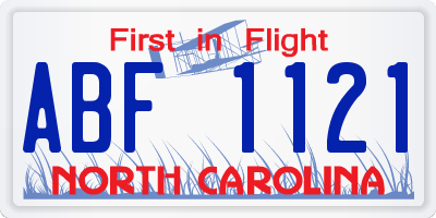 NC license plate ABF1121