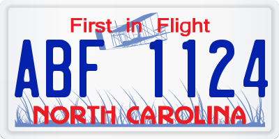 NC license plate ABF1124