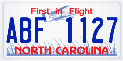 NC license plate ABF1127