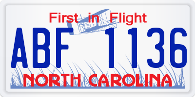 NC license plate ABF1136