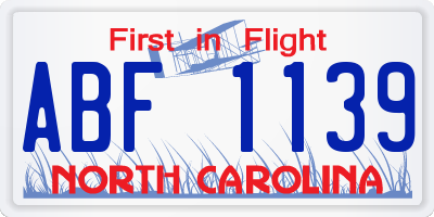 NC license plate ABF1139